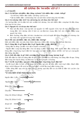 Đề cương ôn thi môn Vât lý Lớp 7